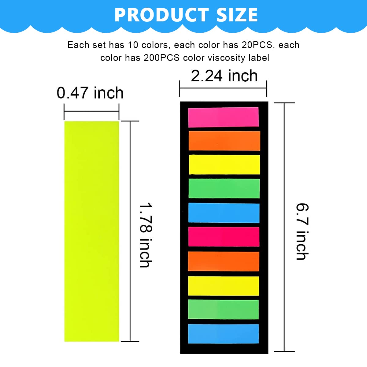 ELEPHANTBOAT 1200pcs Pastel Sticky Notes 10 Colors Sticky Index Tabs Sticky Notes for School and Office, Page Markers, PET Material Page Tabs Sticky Flags File Index Tabs Office Stationery ELEPHANTBOAT 1200pcs Pastel Sticky Notes 10 Colors Sticky Index Tabs Sticky Notes for School and Office, Page Markers, PET Material Page Tabs Sticky Flags File Index Tabs Office Stationery